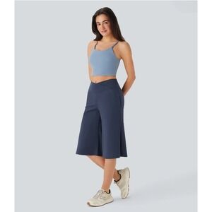 Halara Crossover High Waisted Wide Leg Culotte Shorts Navy Blue Womens XL